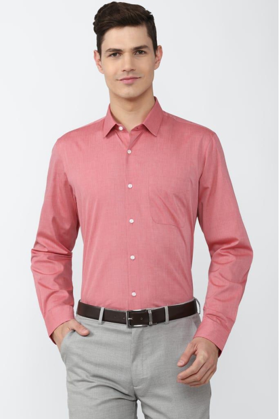 Men Pink Slim Fit Formal Full Sleeves Formal Shirt