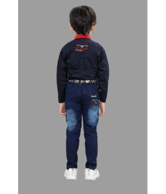 DKGF Fashion - Blue Cotton Blend Boys Shirt & Jeans ( Pack of 1 ) - None