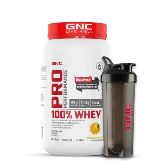 GNC Pro Performance 100% Whey Protein -2 lbs with Shaker Mango Smoothie