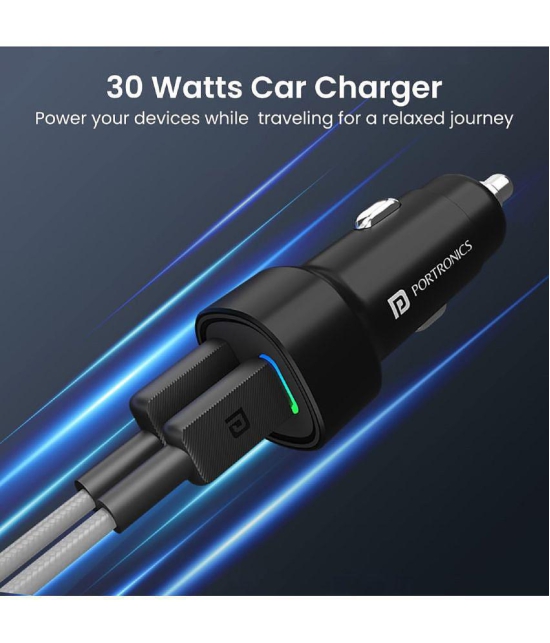 Portronics Car Mobile Charger Car Power 30 Black