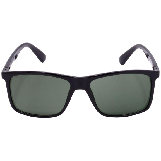 Hrinkar Green Rectangular Stylish Goggles Black Frame Sunglasses for Men & Women - HRS-BT-05-BK-BK-GRN