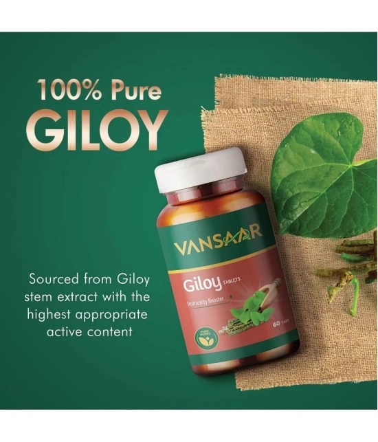 Vansaar Giloy Tablets, Supports immune health, Good for digestion, Made with 100% Pure Giloy, 60 Tablet