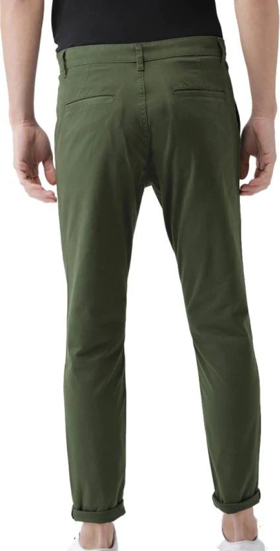 Men Regular Fit Green Cotton Blend Trousers