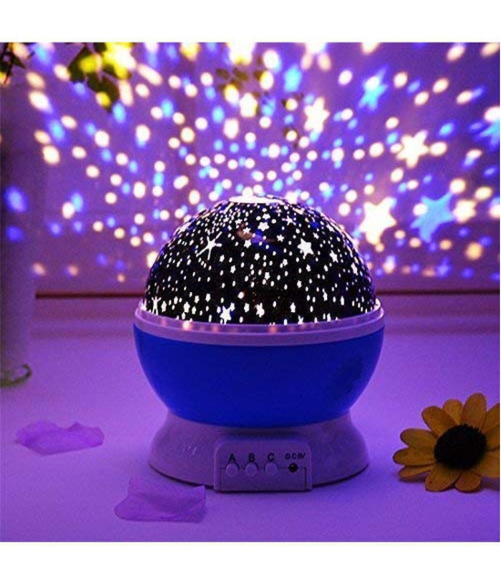 Gatih Star Master Colorful LED 360 Degree Rotating Moon Light Projector Night Lamp with USB Cable Kids Room Night Bulb - Pack Of 1 - Multicolor