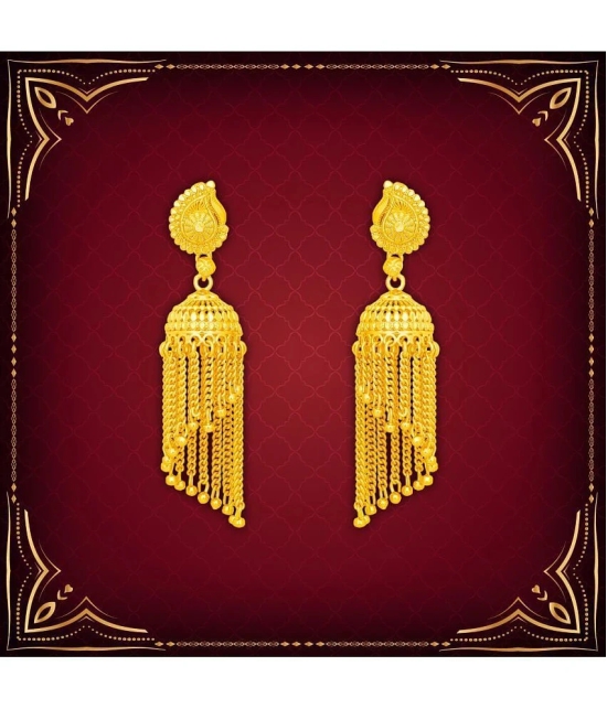 LUV FASHION Golden Drop Earrings ( Pack of 1 ) - Golden