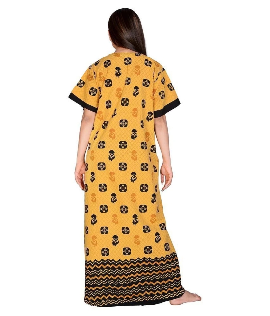 Raj Cotton Nighty & Night Gowns - Yellow Single - Free Size