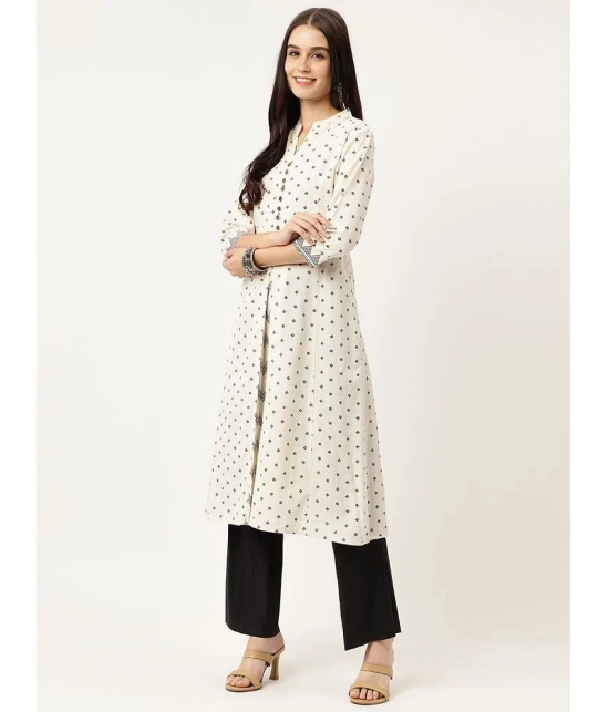 Divena Cotton Printed Front Slit Womens Kurti - White ( Pack of 1 ) - None