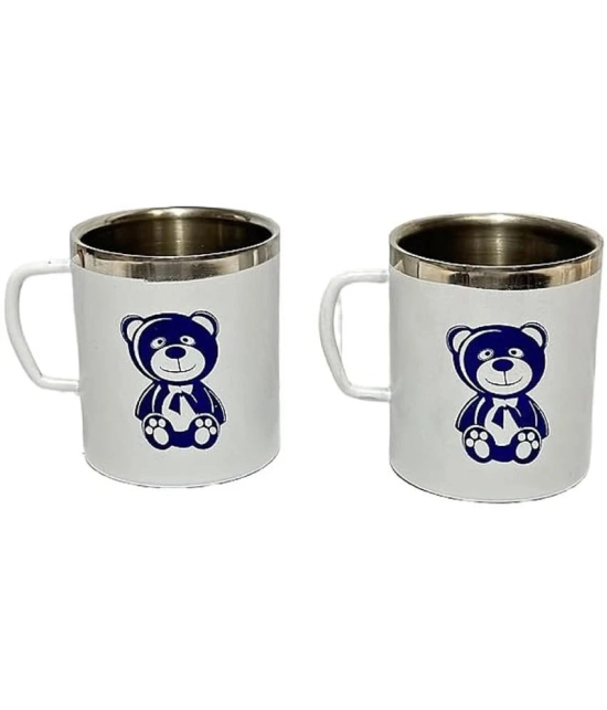 Dynore 2 Teddy Bear Mugs Animal Stainless Steel Coffee Mug 300 mL ( Pack of 2 ) - White