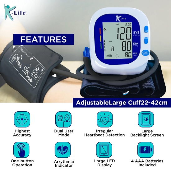 K-Life Model BPM-104 Fully Automatic Digital Electronic Blood Pressure Checking Monitor (white)