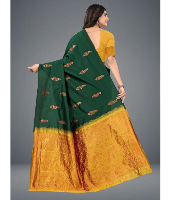 Om Shantam Sarees - Green Art Silk Saree With Blouse Piece ( Pack of 1 ) - Green