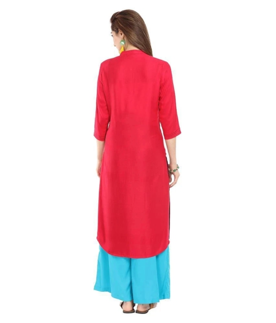 Alena - Pink Rayon Womens Straight Kurti - L