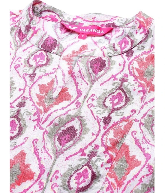 Varanga Viscose Printed A-Line Womens Kurti - Pink ( Pack of 1 ) - None