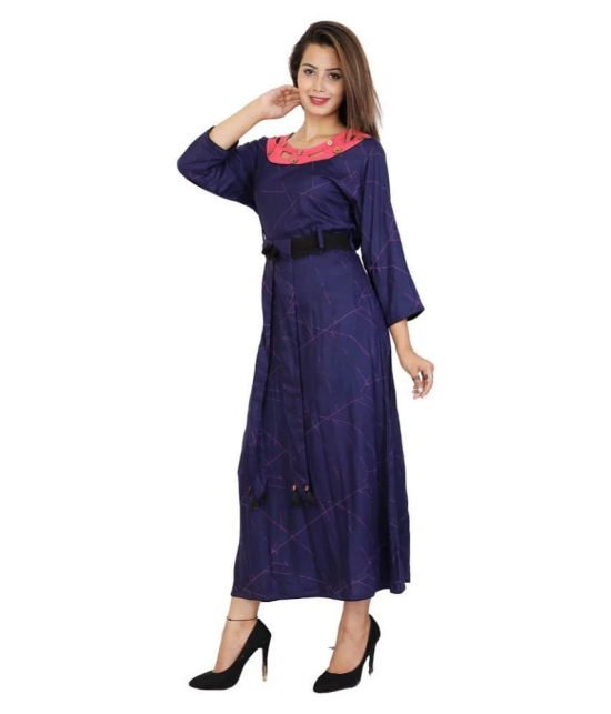 Rangun - Blue Crepe Womens Straight Kurti - M