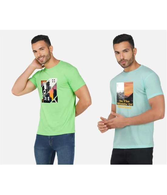 CHOZI Cotton Blend Regular Fit Printed Half Sleeves Mens T-Shirt - Multicolor ( Pack of 2 ) - None