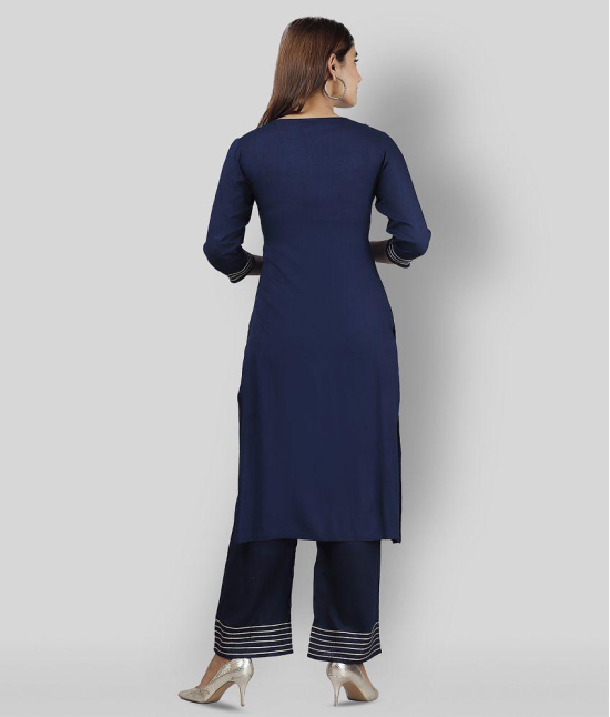 Doriya - Navy Straight Rayon Women's Stitched Salwar Suit ( Pack of 1 ) - None