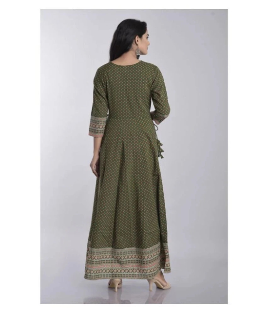 Kbz - Green Cotton Blend Womens Anarkali Kurti - M