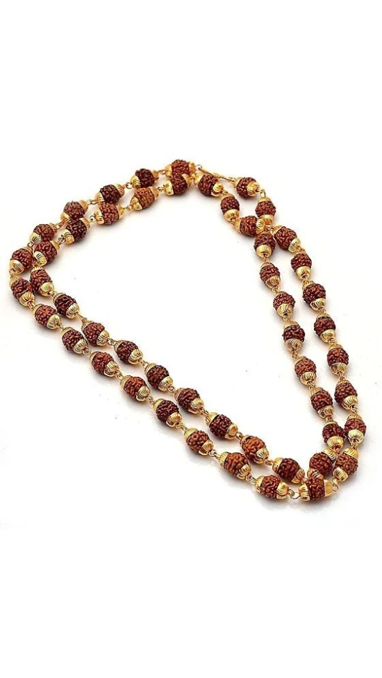 Golden Cap Rudraksha Mala (Pack of 1)