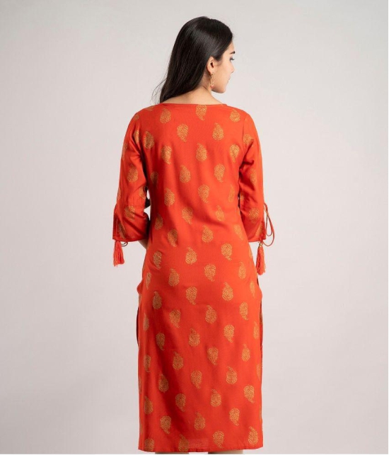 MAUKA - Orange Rayon Women's Straight Kurti ( Pack of 1 ) - None