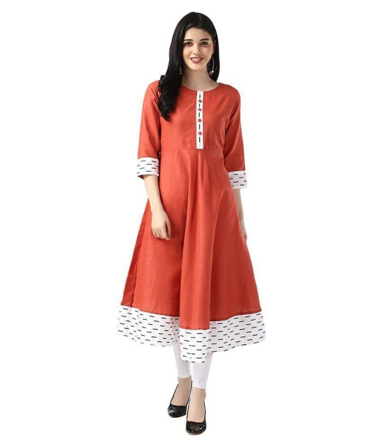 Estela - Orange Cotton Women's Flared Kurti ( Pack of 1 ) - 4XL