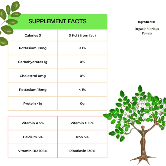 Native Pods Organic Moringa Leaf Powder - USDA & Indian Organic Certified - MultiVitamin - Raw Superfood - Sun Dried - 200g