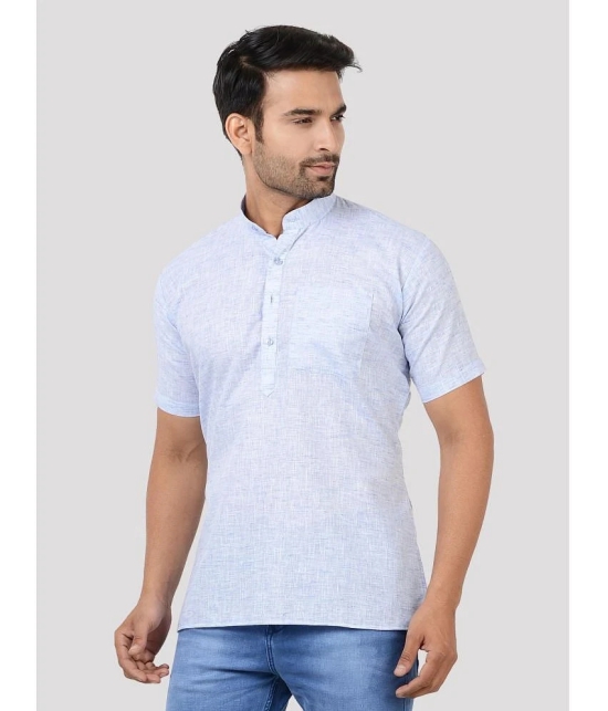 Maharaja - Blue Cotton Blend Mens Regular Kurta ( Pack of 1 ) - None