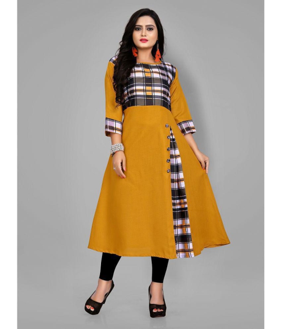 RIAANA - Mustard Cotton Blend Women's Front Slit Kurti ( Pack of 1 ) - None