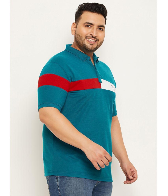 MXN - Teal Blue Cotton Blend Regular Fit Mens Polo T Shirt ( Pack of 1 ) - None