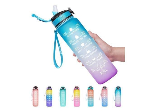 KREMLIN Motivational Water Bottle 1 litre Sipper Bottle For Adults Non-Toxic Water bottle for office,Water bottle for gym (Pink)