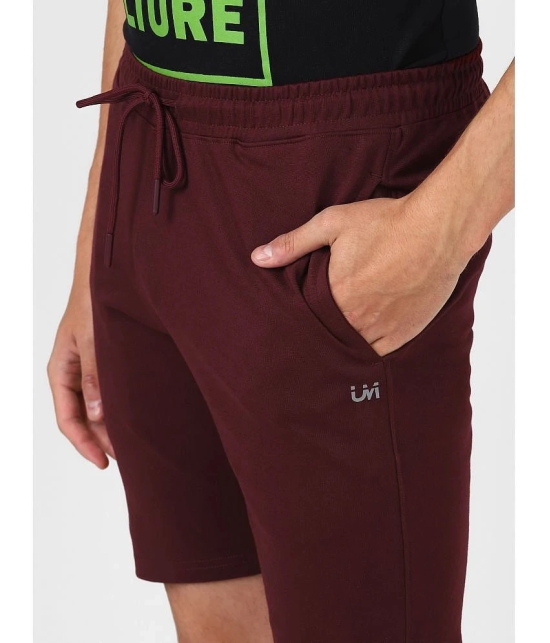 UrbanMark Men Cotton Stretch Regular Fit Solid Lounge Shorts-Wine - None