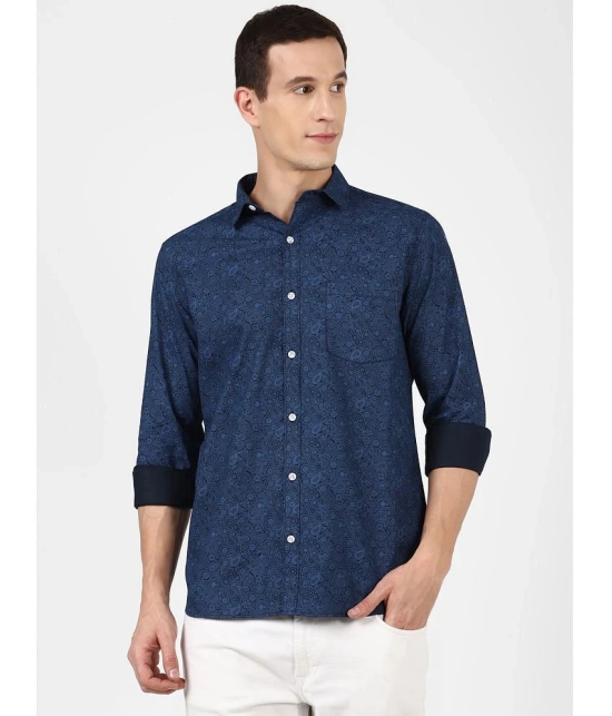 UrbanMark Mens 100% Cotton Full Sleeves Slim Fit Printed Casual Shirt-Navy - None