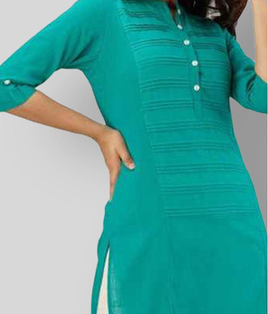 Lee Moda - Turquoise Cotton Women's Straight Kurti - None