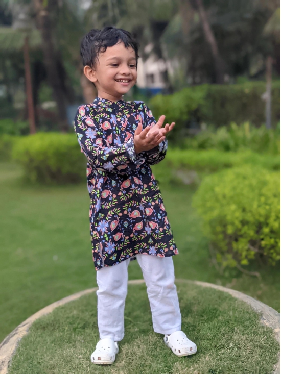 Malmal Kurta | Black Forest-4-5Y