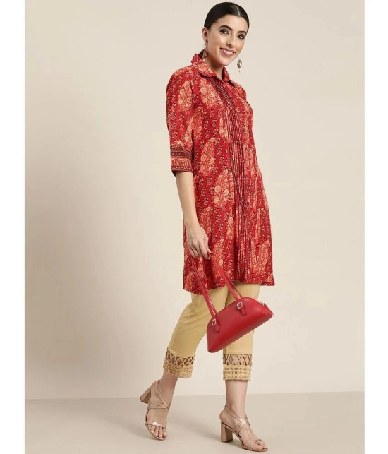 Juniper - Red Rayon Womens A-line Kurti ( Pack of 1 ) - None