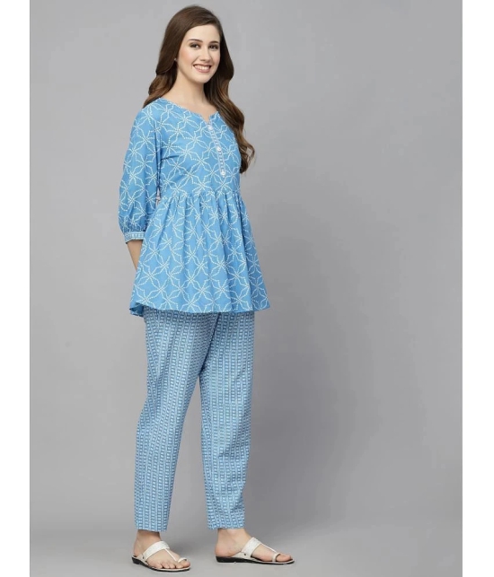 Stylum Blue Printed Pant Top Set - None