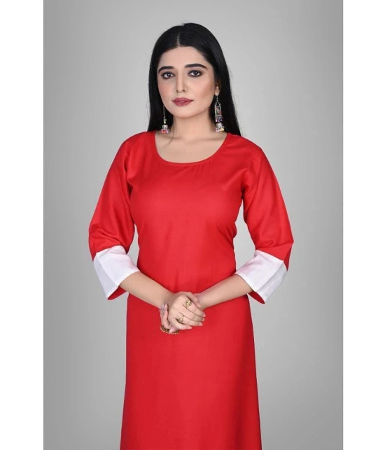 Kapadia - Red Rayon Womens Asymmetrical Kurti ( Pack of 1 ) - None