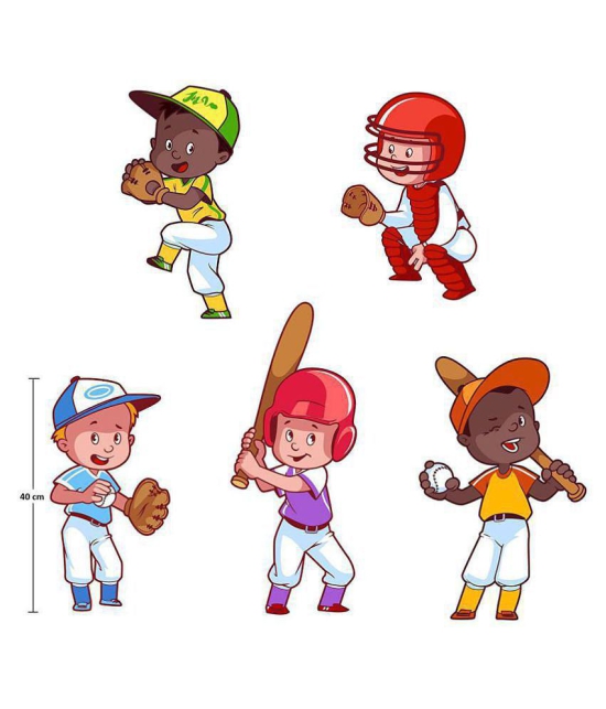 Asmi Collection Kids Playing Cricket Sports Sticker ( 200 x 200 cms )