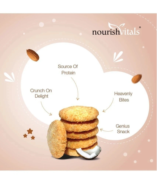 NourishVitals Cocount Cookies, Heavenly Bites, Source of Protein, Crunchy Delights, Genius Snack, 120g x Pack Of 2