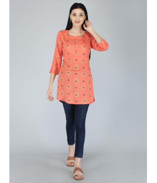 JC4U - Peach Rayon Womens Straight Kurti ( Pack of 1 ) - None