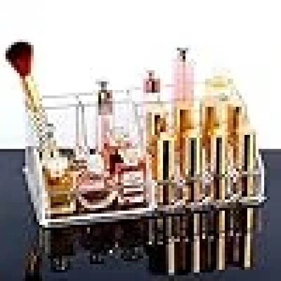 KATHIYAWADI 16 Grid Acrylic Lipstick Holder Stand Organizer Cosmetic Organizer, 8.5 X 6.5 X 3.2 Inch, Transparent