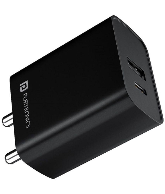 Portronics Type C 3A Wall Charger - Black