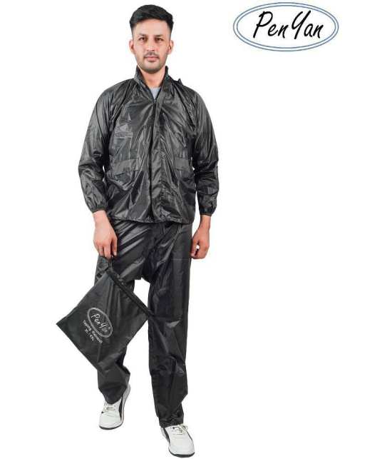 Penyan™ Mens and Womens Waterproof Solid Rain Wear Suit/Rain Coat with Tapping on Joints (Black, Free Size) - Freesize