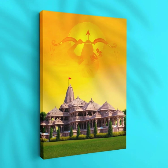 Ram Janambhumi In Saffron Background-Luxe (20 X 30 Inches) / Canvas / Gallery Wrap