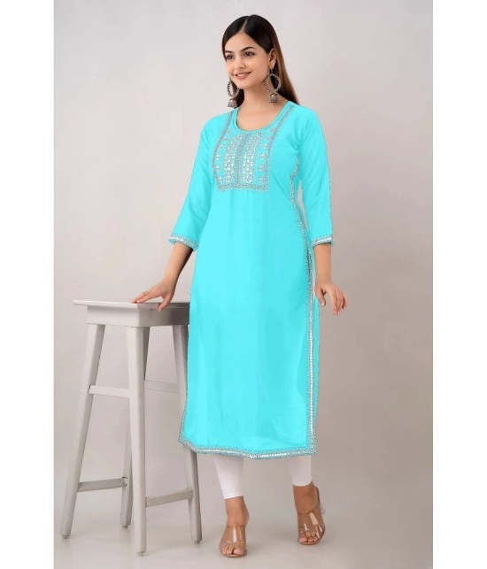 Kapadia - Turquoise Rayon Womens Straight Kurti ( Pack of 1 ) - None