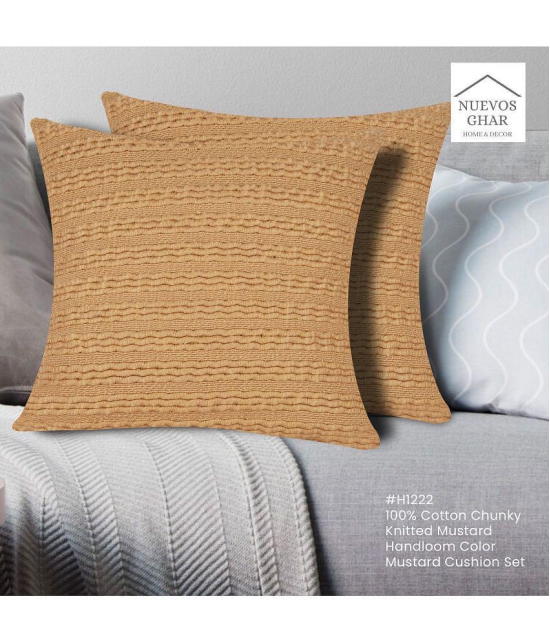 NUEVOSGHAR Single Cotton Cushion Covers 45X45 cm (18X18) - Mustard