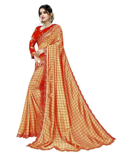 ofline selection - Orange Silk Blend Saree With Blouse Piece (Pack of 1)