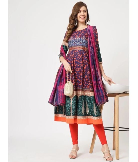 Pannkh - Multicoloured Rayon Womens Anarkali Kurti ( Pack of 1 ) - None