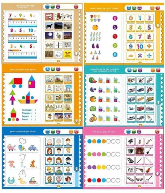 Intelligence Book English Letters & Words Learning Sound Book, Fun Educational Toys. Activities with Numbers, Shapes, Animals Phonetic Learning book for Toddlers. (I-book, Multicolor) - Mult