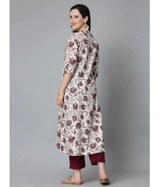 Stylum Rayon Printed Front Slit Womens Kurti - Mauve ( Pack of 1 ) - None