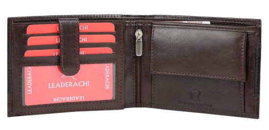 Leaderachi Genuine Leather RFID Protected Premium Oliver Black & Brown Wallet for Men(W8005-BRNEW)