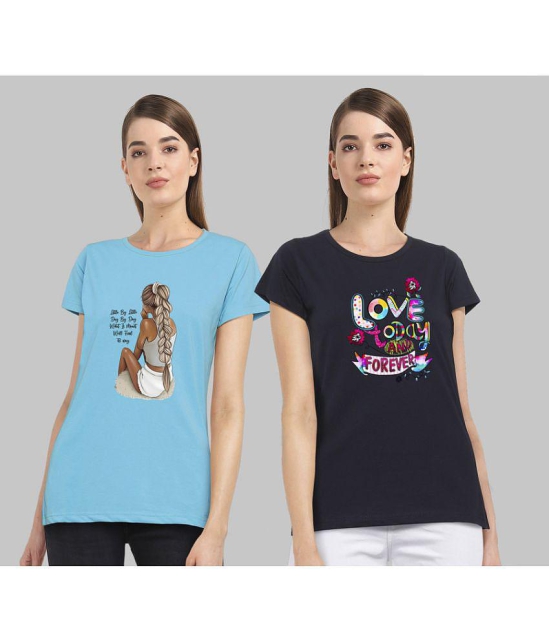 CHOZI - Multi Color Cotton Blend Regular Fit Women's T-Shirt ( Pack of 2 ) - None